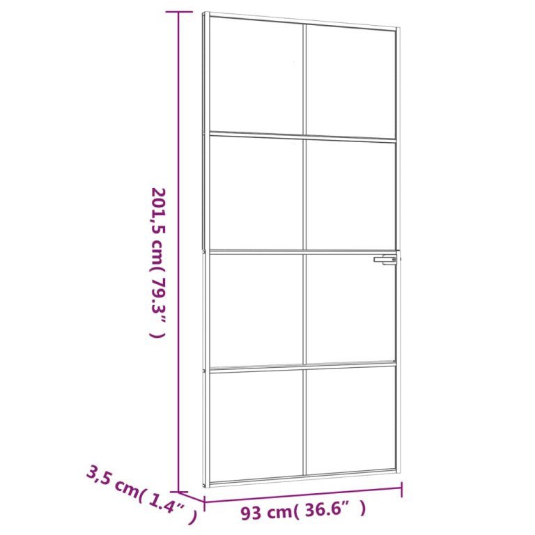 Ușă de interior negru 93x201,5 cm sticlă securiz./aluminiu slim