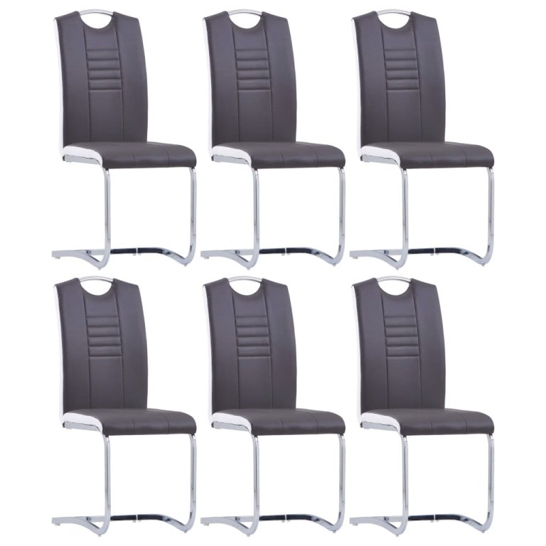 Set mobilier de bucătărie, 7 piese, gri, piele ecologică