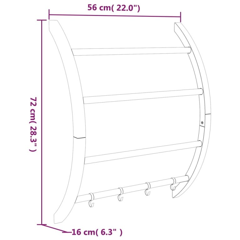 Suport pentru prosoape cu cârlige argintiu 56x16x72 cm aluminiu