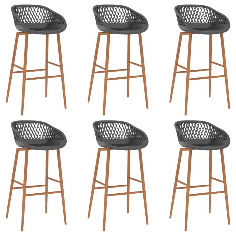 Set mobilier de bar, 7 piese, negru și gri