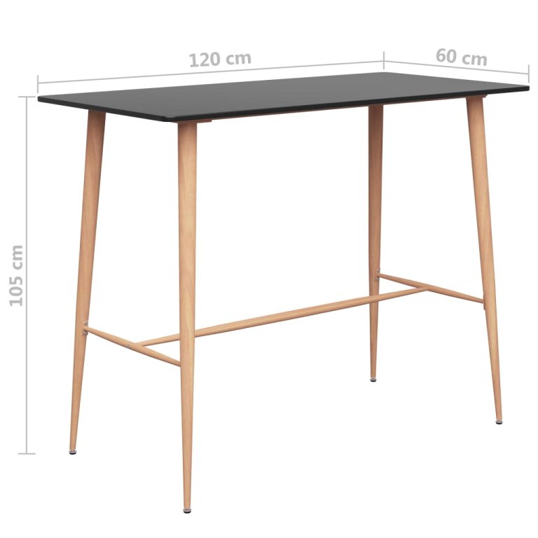 Set mobilier de bar, 7 piese, negru și gri