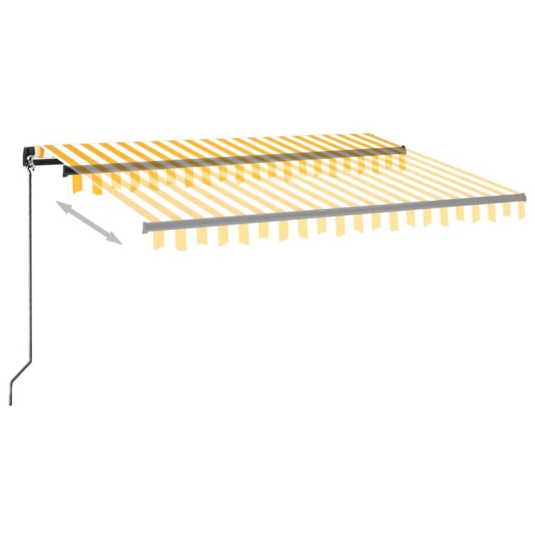 Copertină retractabilă manual cu LED, galben și alb, 350x250 cm