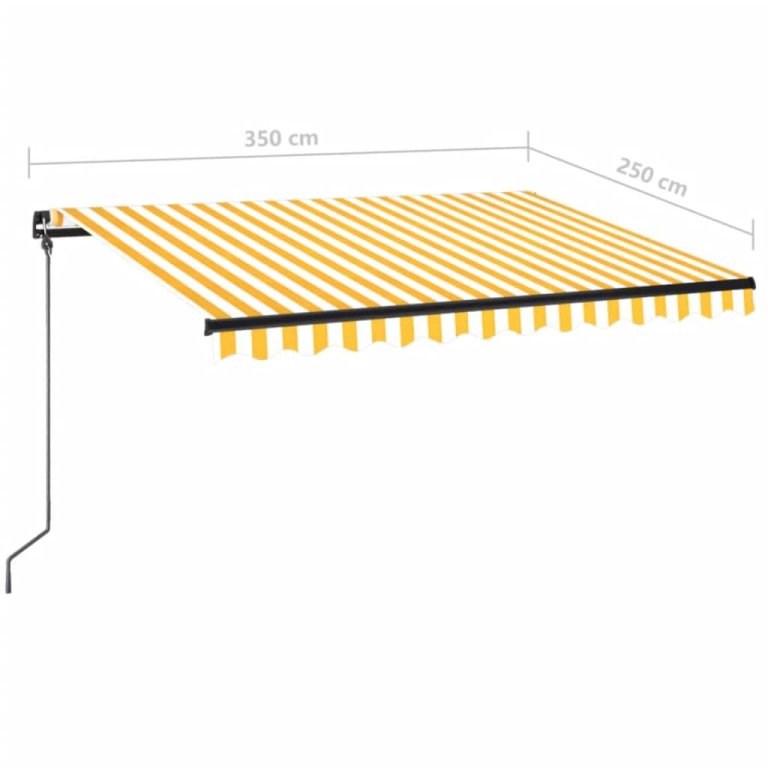 Copertină retractabilă manual cu LED, galben și alb, 350x250 cm