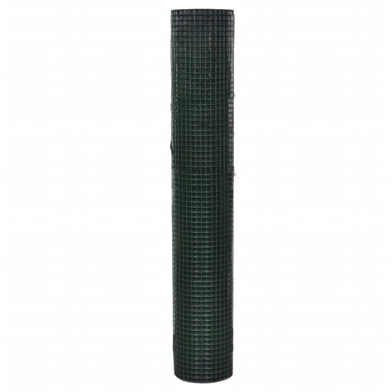 Plasă de sârmă găini, verde, 25 x 1 m, oțel galvanizat cu PVC