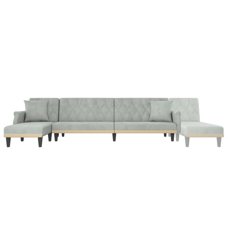 Canapea extensibilă în formă de L gri 271x140x70 cm catifea