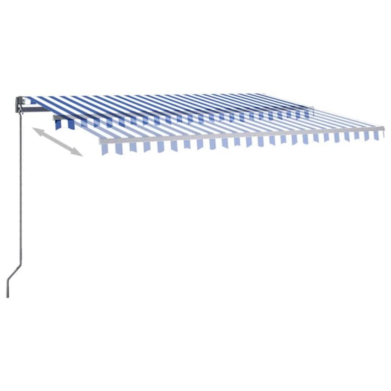 Copertină autonomă retractabilă automat albastru&alb 450x300 cm