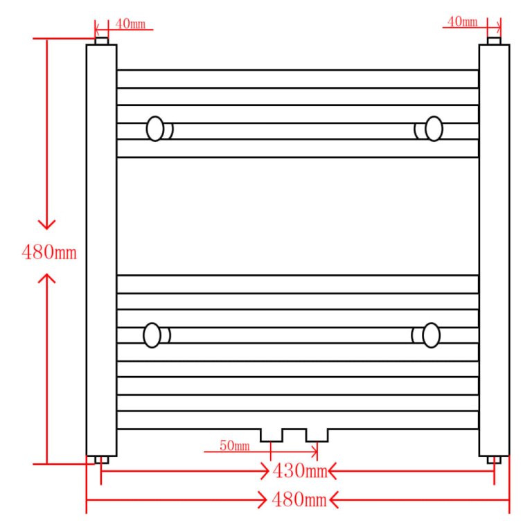 Radiator port-prosop încălzire centrală baie, drept, 480x480 mm