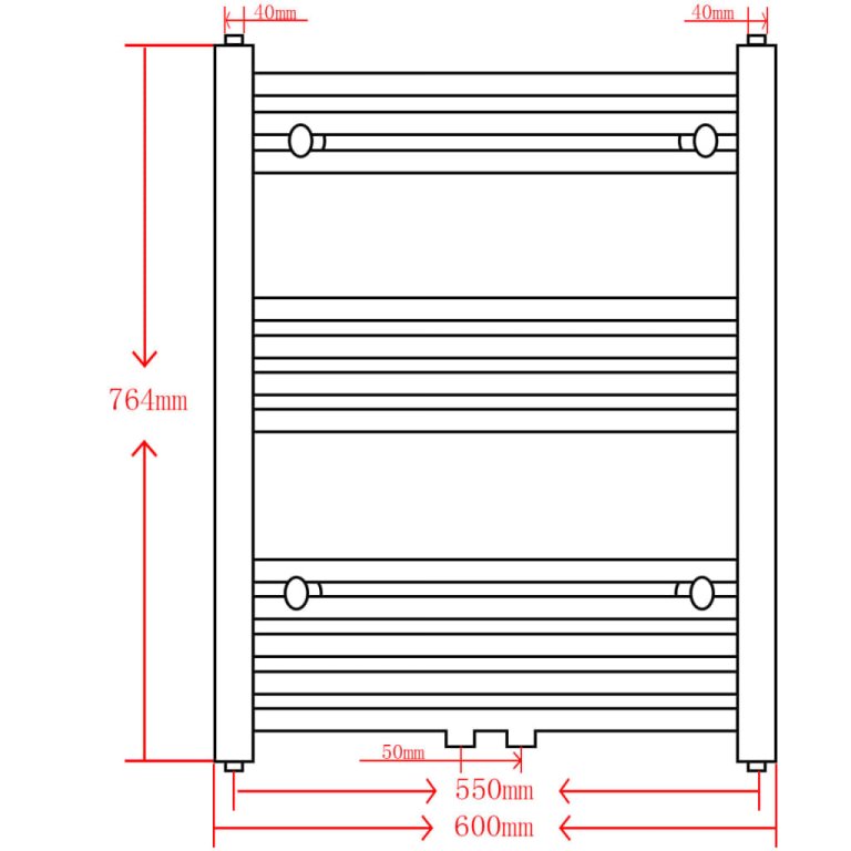 Radiator port-prosop încălzire centrală baie drept negru 600 x 764 mm