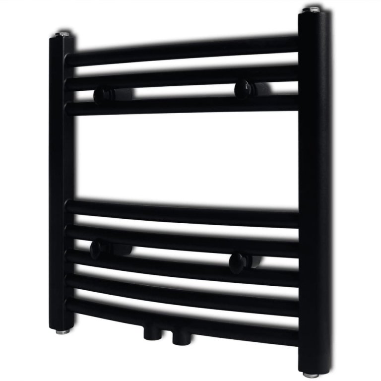 Radiator port-prosop încălzire centrală baie, curbat, negru 480x480 mm