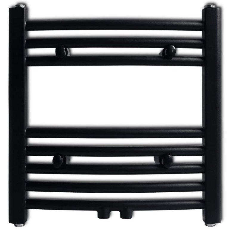 Radiator port-prosop încălzire centrală baie, curbat, negru 480x480 mm