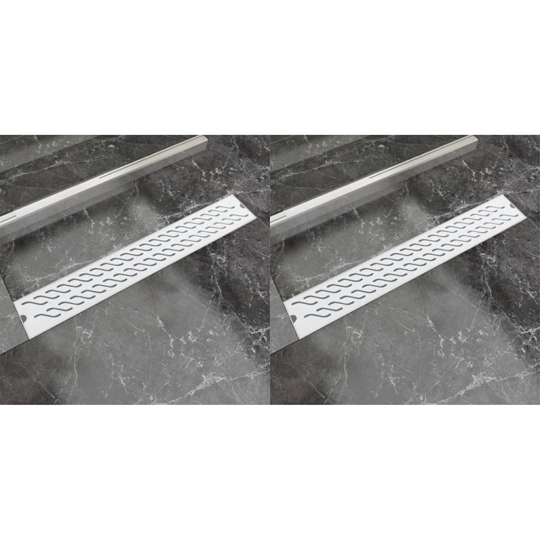 Rigolă de duș liniară 2 buc. 730x140 mm oțel inoxidabil valuri