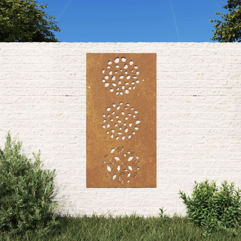 Decorație perete de grădină 105x55 cm design frunze oțel Corten