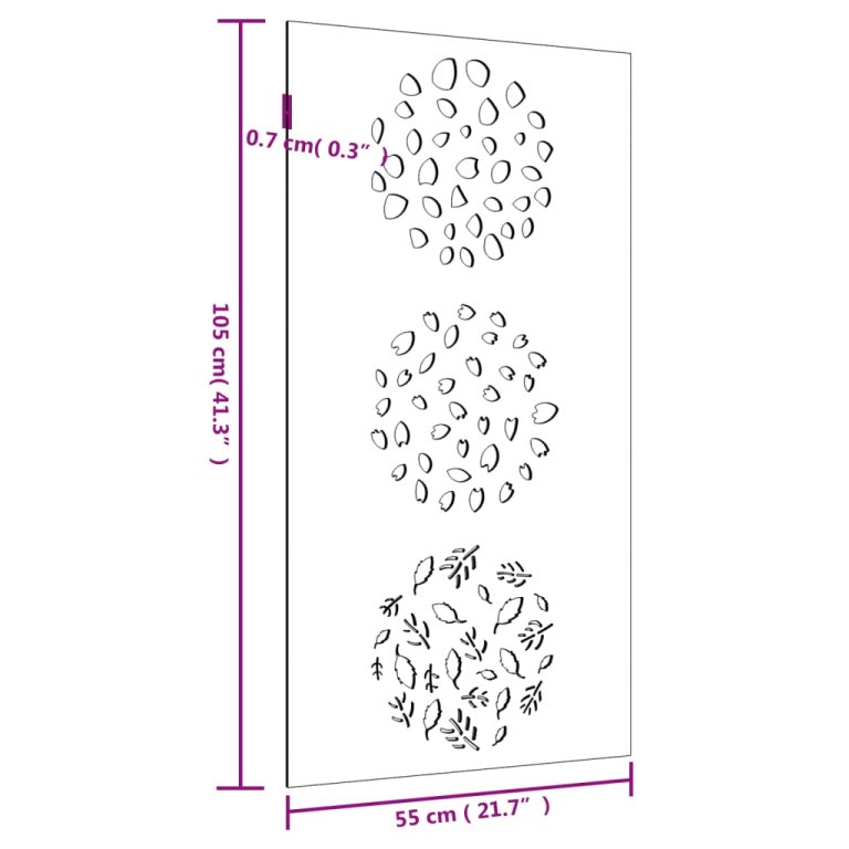 Decorație perete de grădină 105x55 cm design frunze oțel Corten