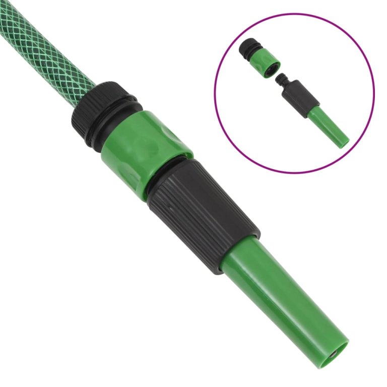 Furtun de grădină cu set de racorduri, verde, 50 m, PVC