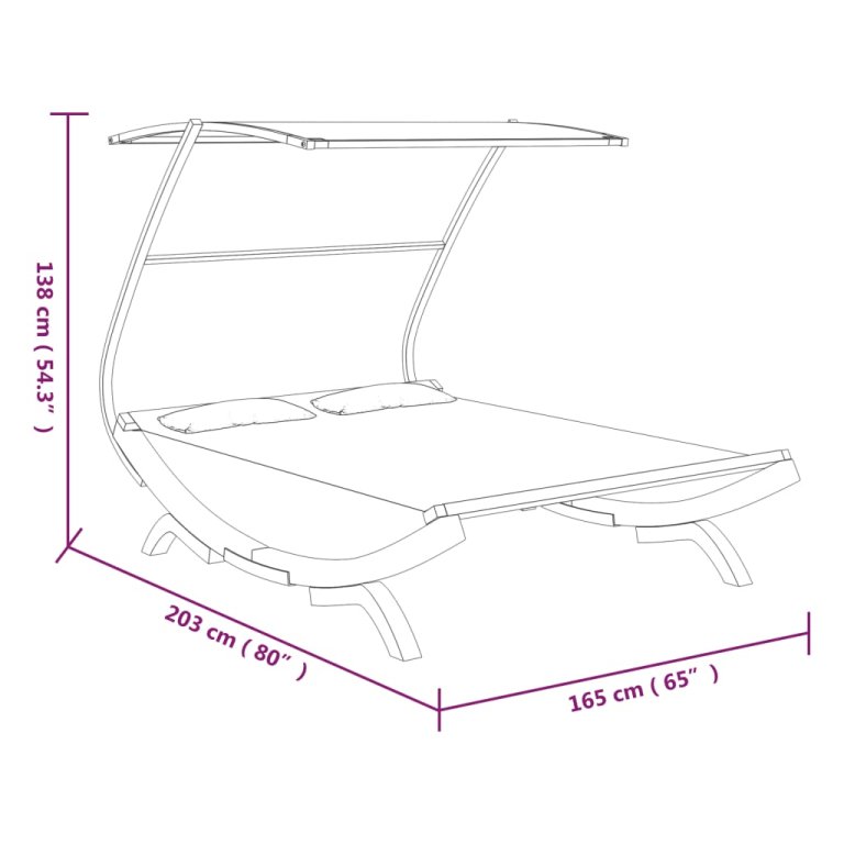 Pat de exterior cu baldachin antracit 165x203x138 cm lemn masiv