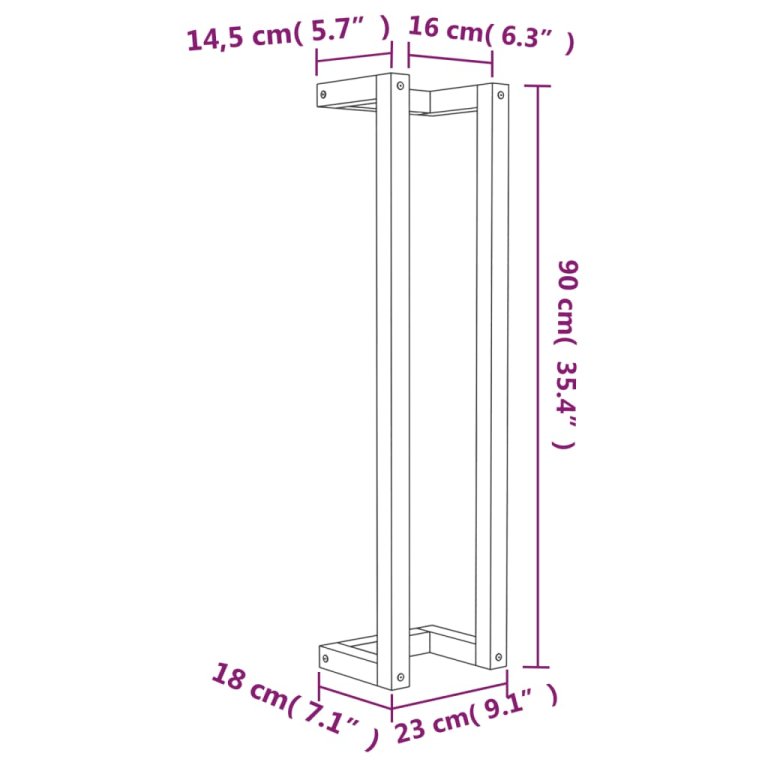 Suport pentru prosoape, alb, 23x18x90 cm, lemn masiv de pin