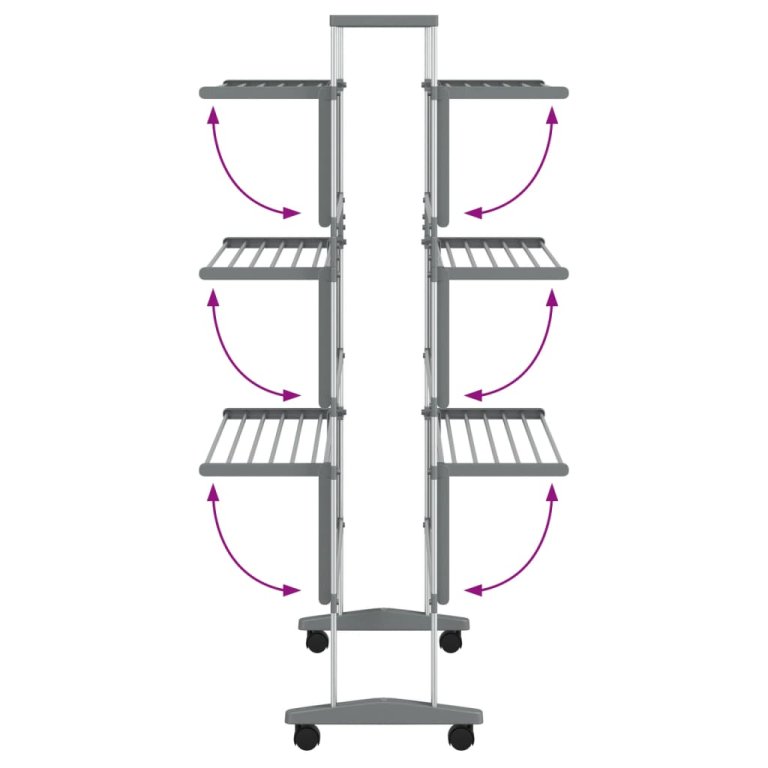 Uscător de rufe cu roți, 89x64x129 cm, aluminiu