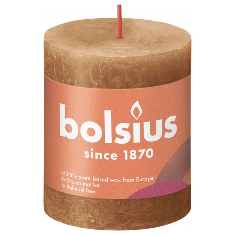 Bolsius Lumânări bloc rustice Shine, 4 buc., maro condiment, 80x68 mm