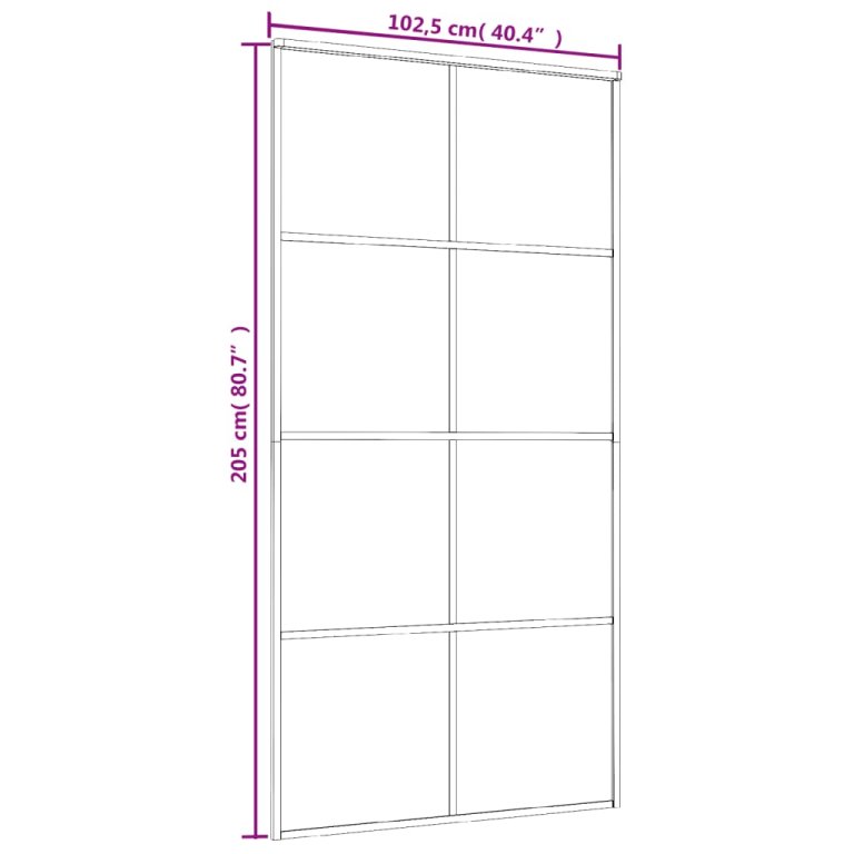 Ușă glisantă, alb, 102,5x205 cm, sticlă mată ESG și aluminiu