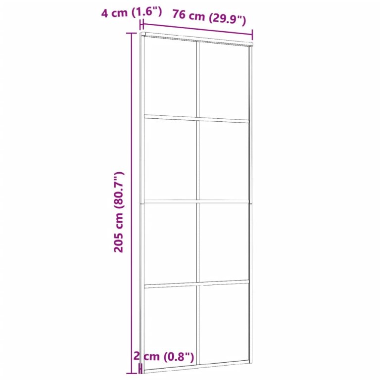 Ușă glisantă, negru, 76x205 cm, aluminiu și sticlă ESG