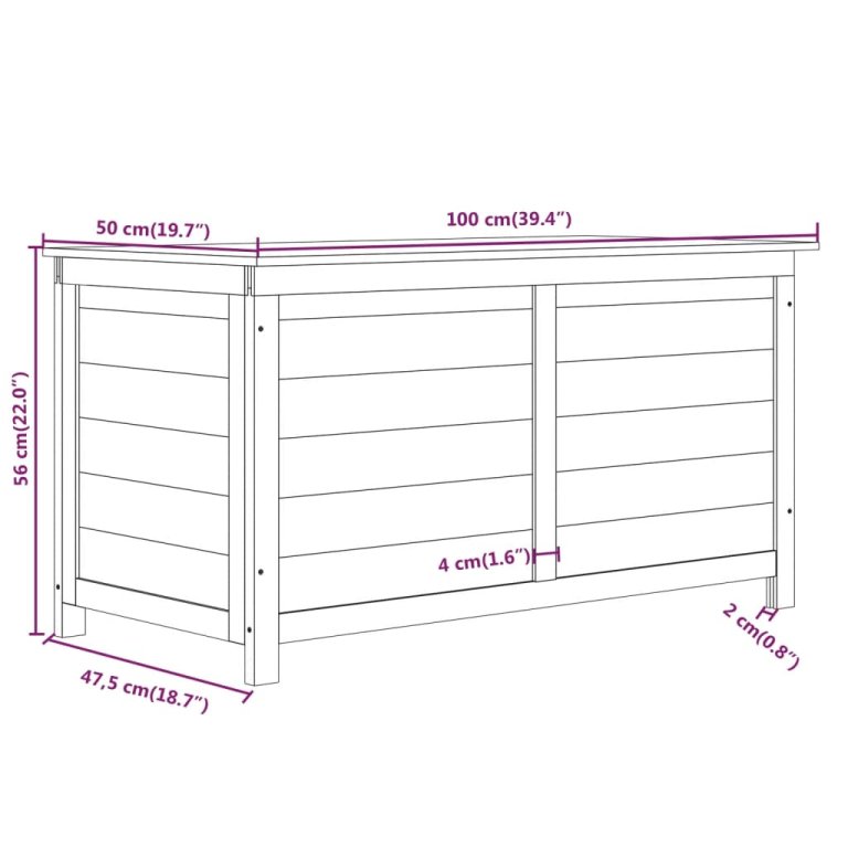 Cutie de perne de exterior 100x50x56 cm din lemn masiv brad