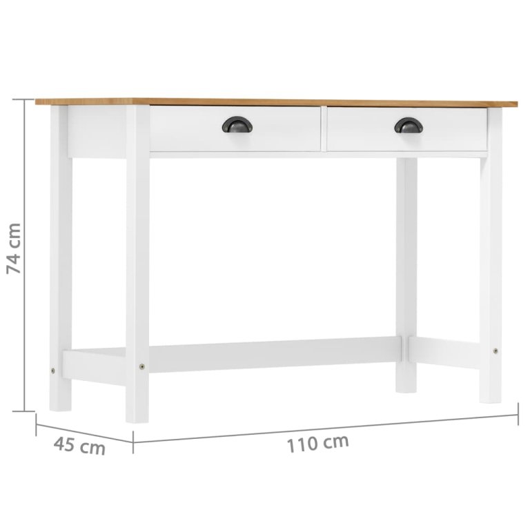 Masă consolă Hill cu 2 sertare, 110x45x74 cm, lemn masiv pin