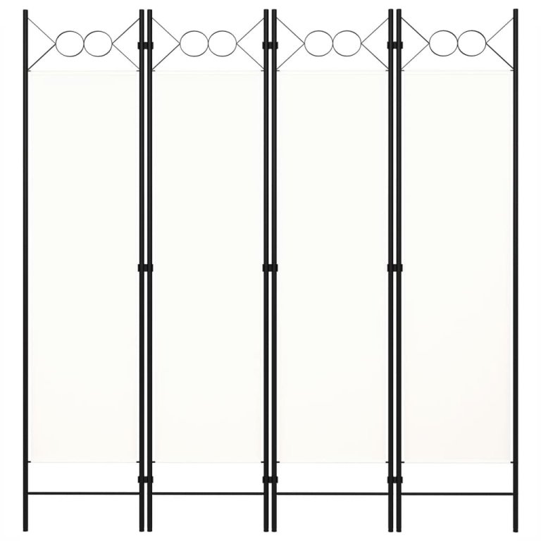 Paravan de cameră cu 4 panouri, alb, 160x180cm