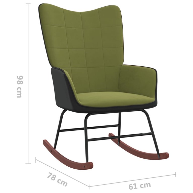 Scaun balansoar, verde deschis, catifea și PVC