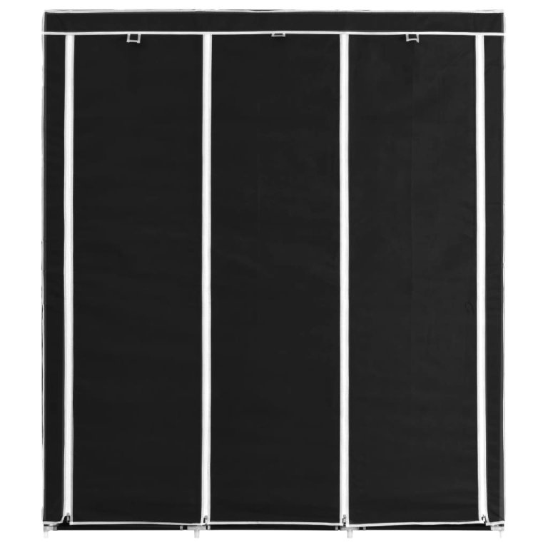 Dulap cu bare și compartimente, negru, 150x45x175 cm