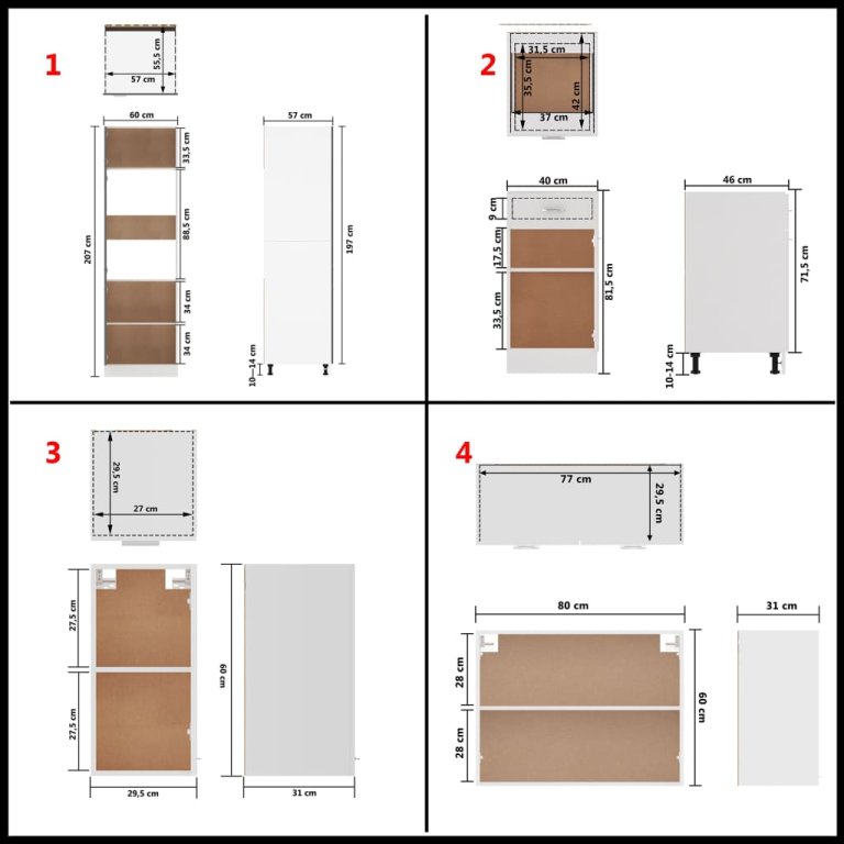 Set dulapuri de bucătărie, 8 piese, alb, PAL