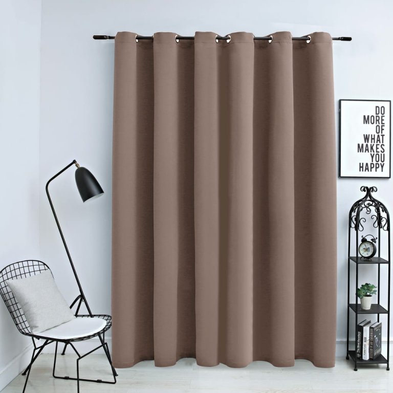 Draperie opacă cu inele metalice, gri taupe, 290 x 245 cm