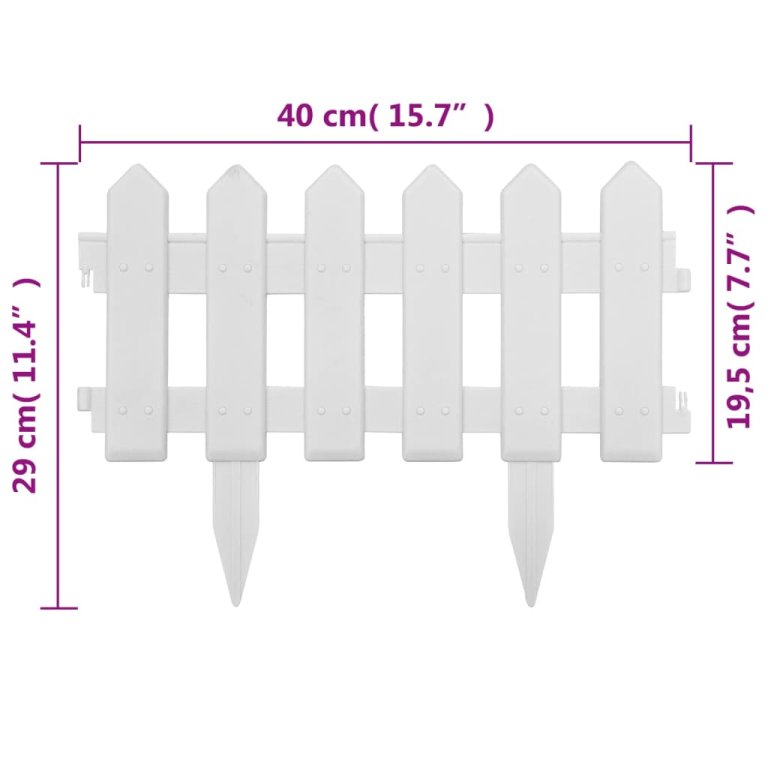 Borduri de gazon, 25 buc., alb, 10 m, PP