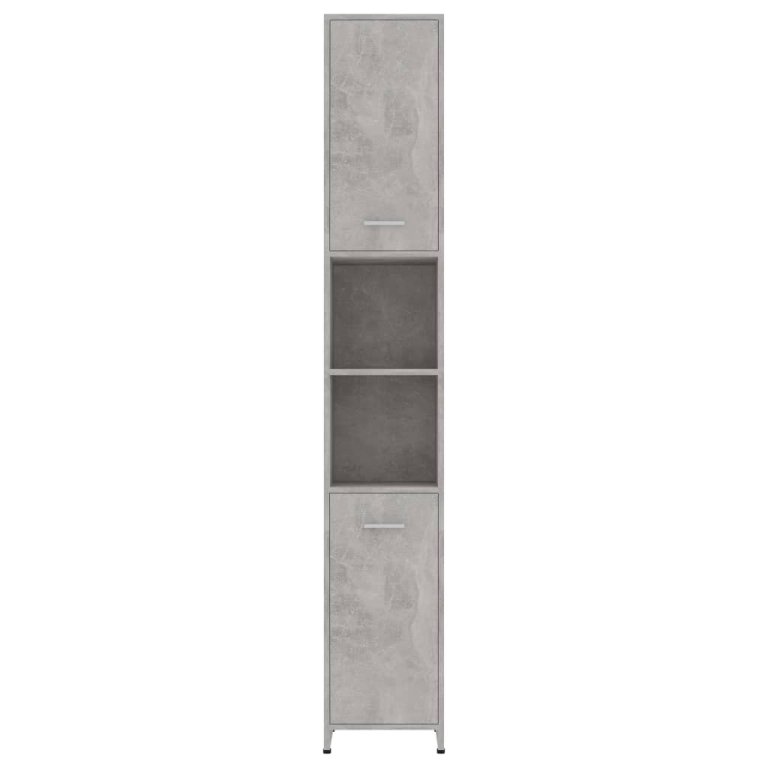 Dulap de baie, gri beton, 30x30x183,5 cm, lemn prelucrat