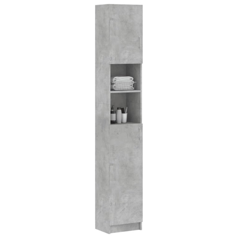 Dulap de baie, gri beton, 32 x 25,5 x 190 cm, lemn prelucrat