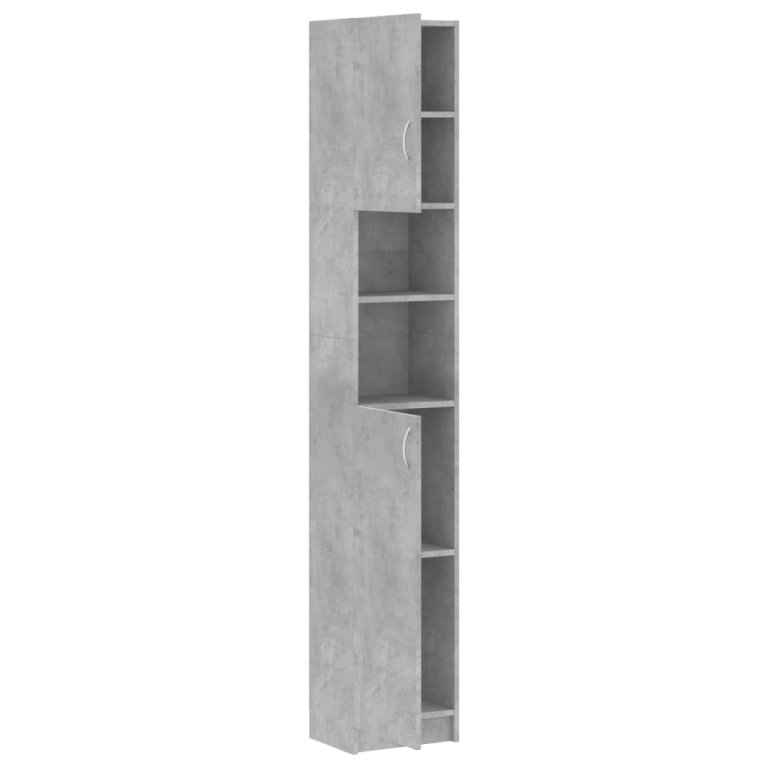 Dulap de baie, gri beton, 32 x 25,5 x 190 cm, lemn prelucrat