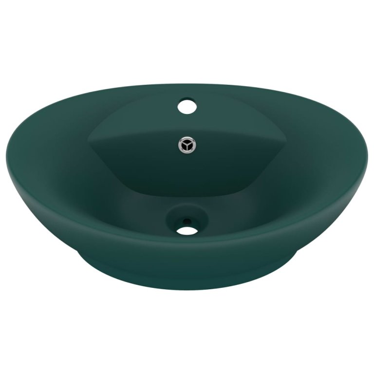 Chiuvetă lux preaplin verde închis mat 58,5x39 cm ceramică oval