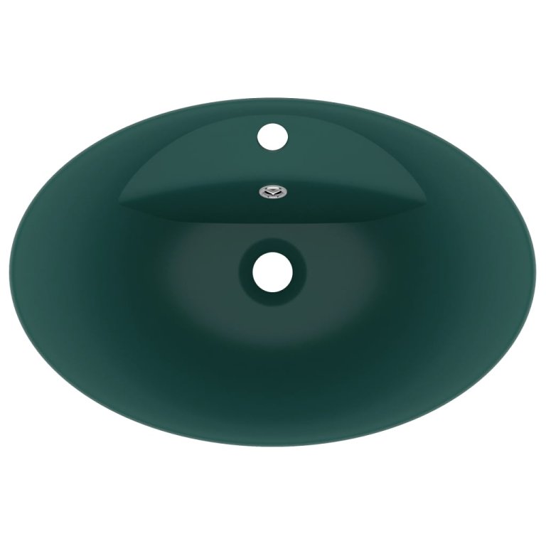 Chiuvetă lux preaplin verde închis mat 58,5x39 cm ceramică oval