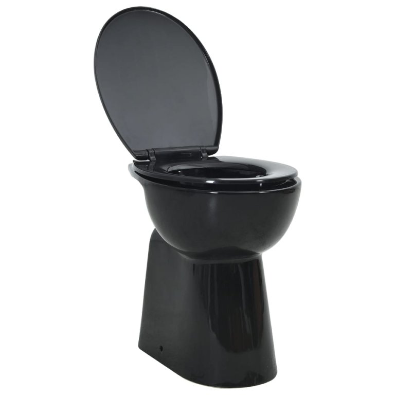 Vas WC fără ramă închidere silențioasă, + 7 cm, negru, ceramică