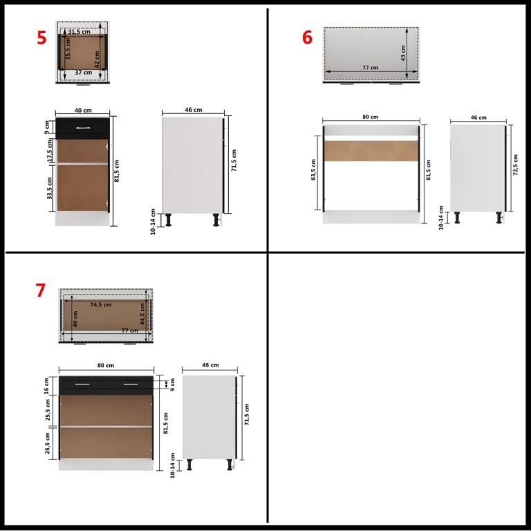 Set dulapuri bucătărie, 7 piese, negru, lemn prelucrat