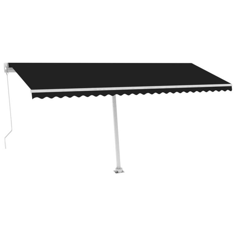 Copertină retractabilă manual cu LED, antracit, 500x300 cm