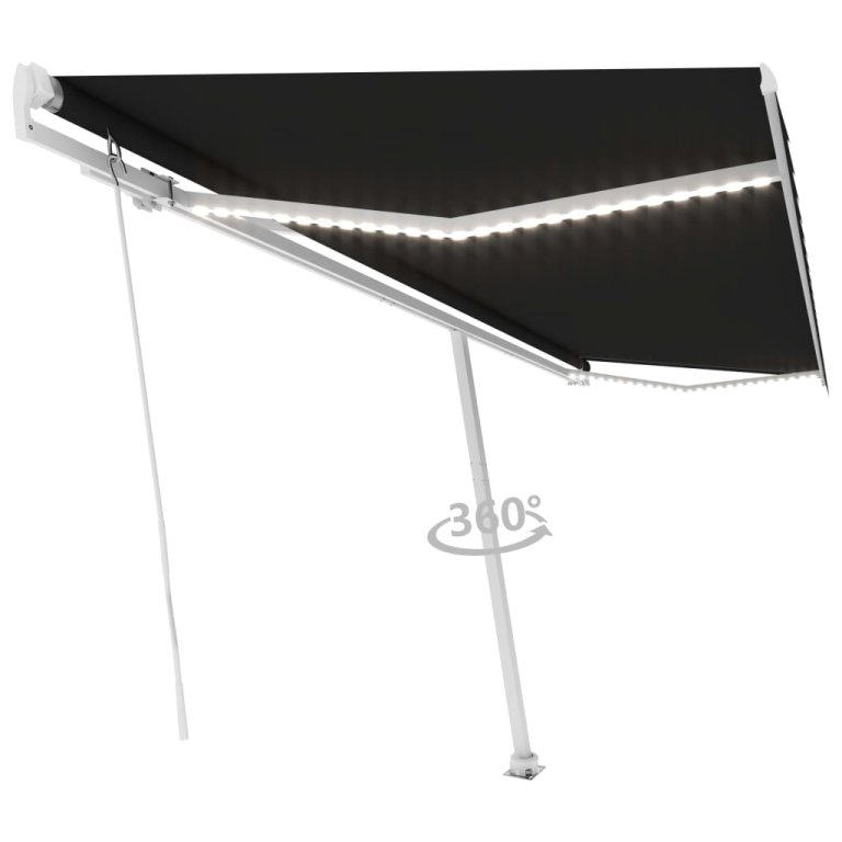 Copertină retractabilă manual cu LED, antracit, 500x300 cm