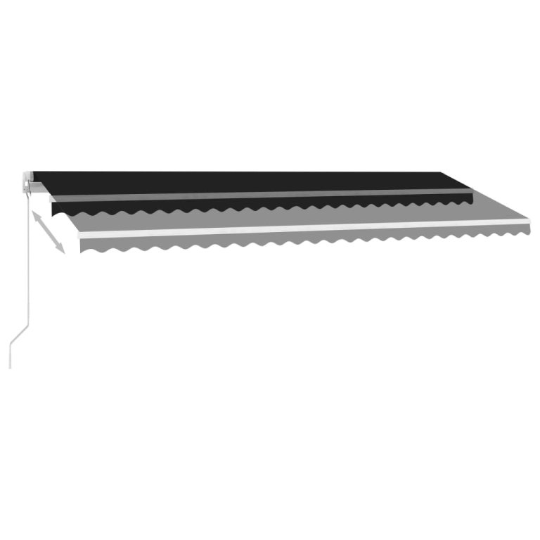 Copertină retractabilă manual cu LED, antracit, 500x300 cm