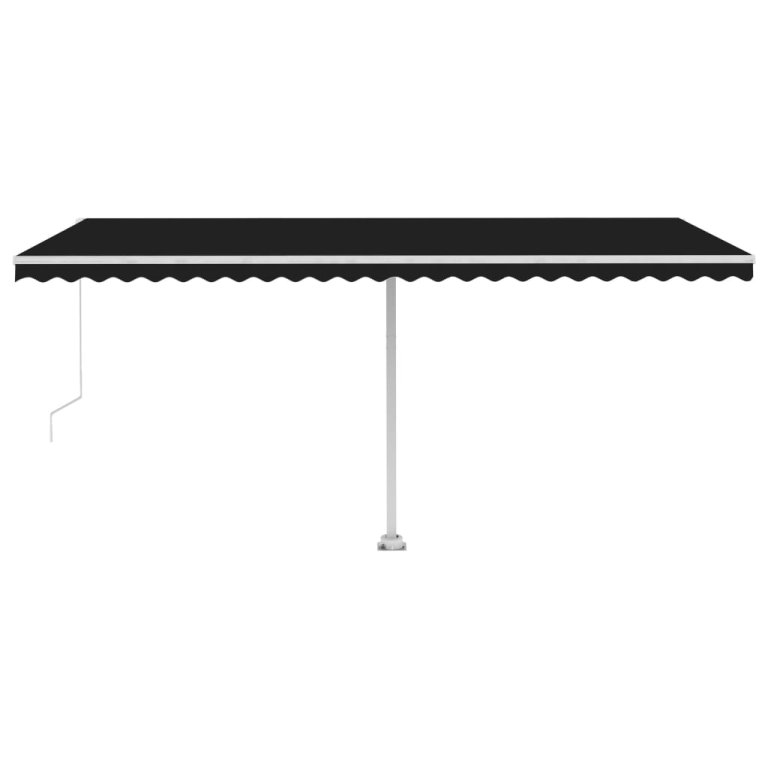 Copertină retractabilă manual cu LED, antracit, 500x300 cm