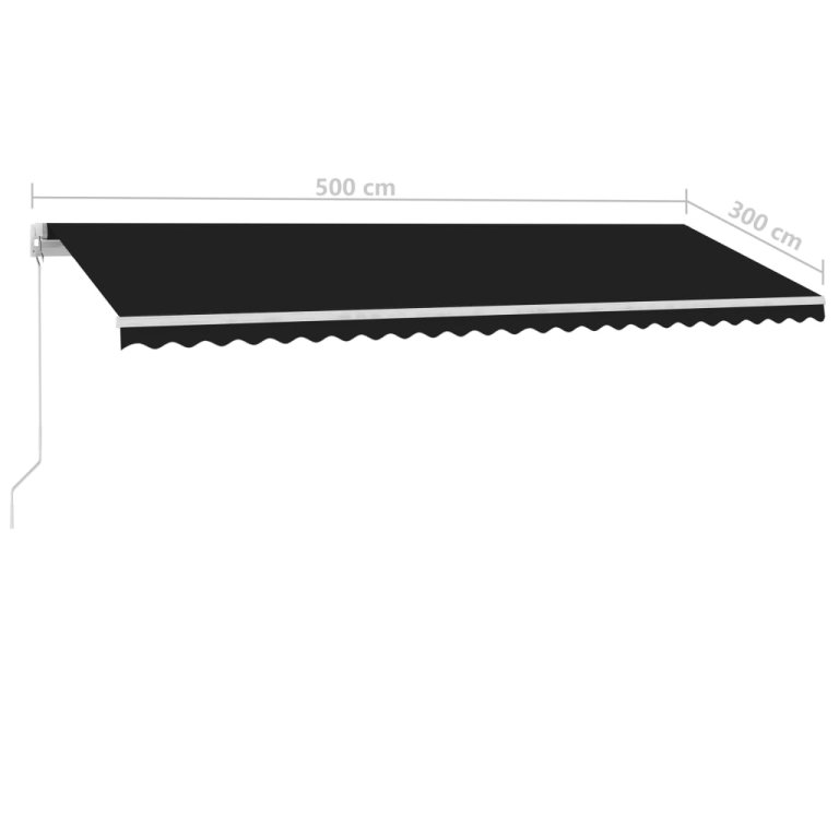 Copertină retractabilă manual cu LED, antracit, 500x300 cm