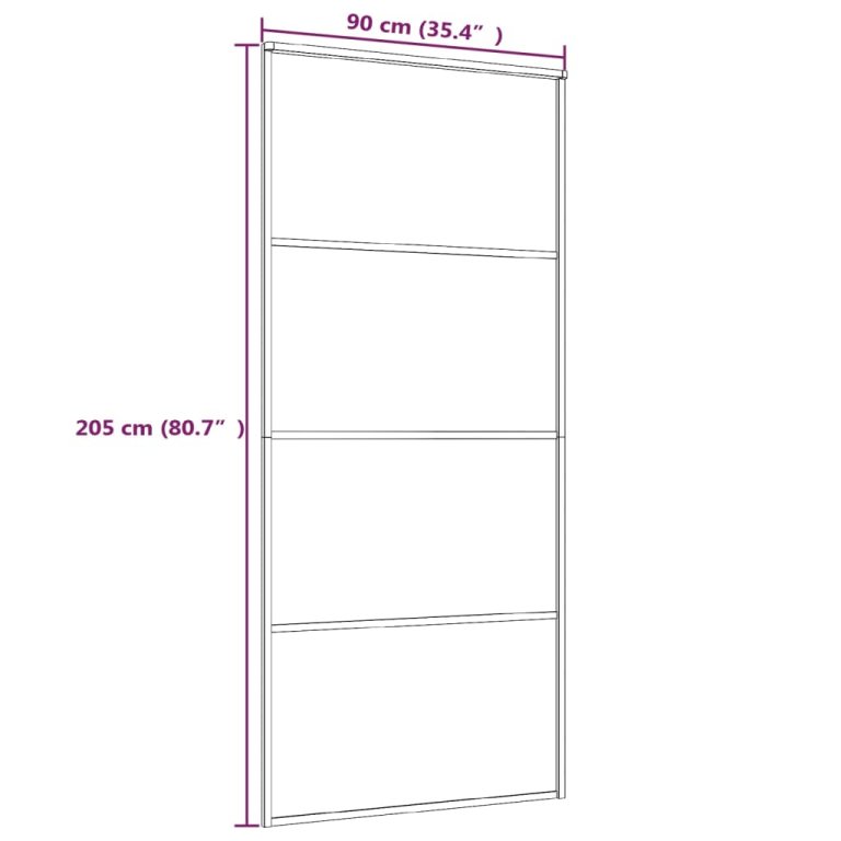 Ușă glisantă, alb, 90x205 cm, sticlă ESG mată și aluminiu