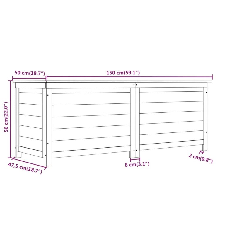 Cutie de perne de exterior antracit 150x50x56cm lemn masiv brad