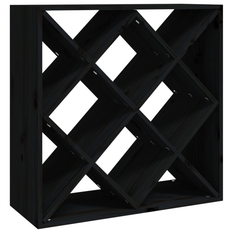 Dulap de vinuri, negru, 62x25x62 cm, lemn masiv de pin