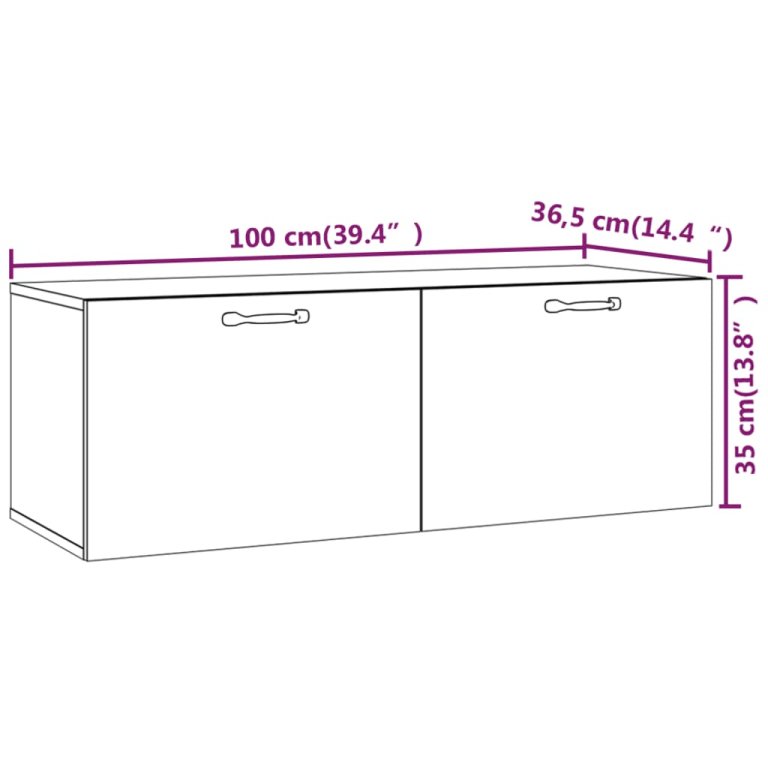 Dulap de perete, stejar maro, 100x36,5x35 cm, lemn prelucrat