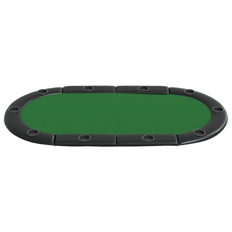 Blat masă de poker, 10 jucători, pliabil, verde, 208x106x3 cm