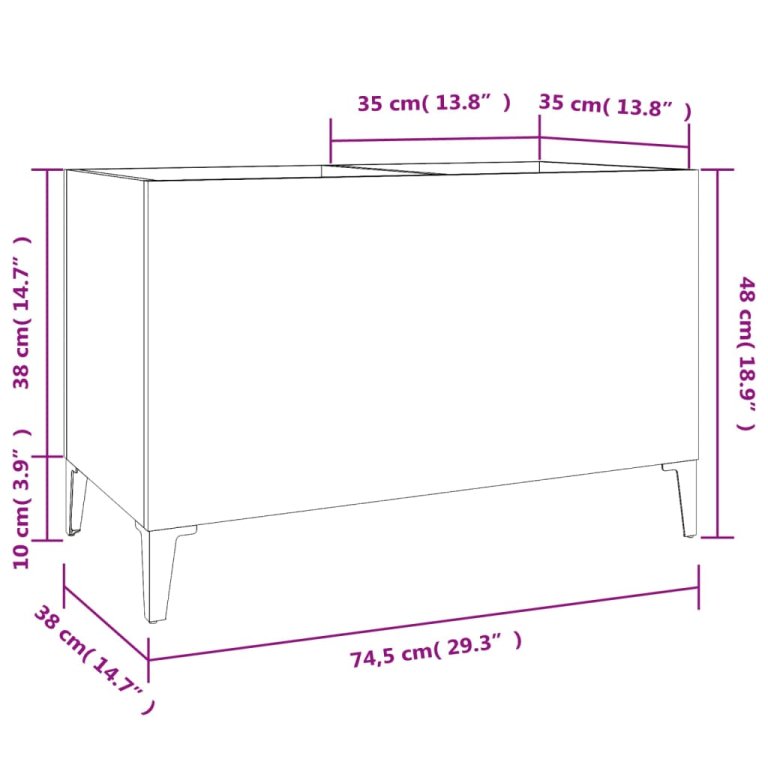 Dulap pt discuri, alb extralucios 74,5x38x48 cm lemn prelucrat